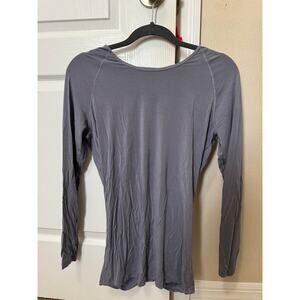 Lululemon Purple/ Gray Long Sleeve Open Back Top with Ruched Detail
